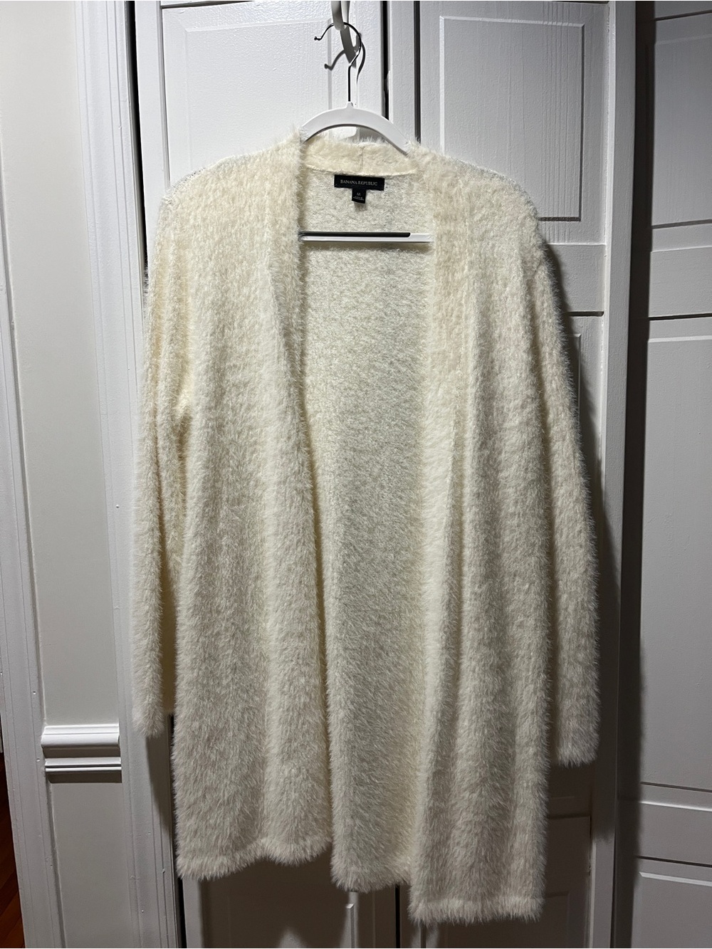 Banana Republic Cream Fuzzy Open-Front Cardigan